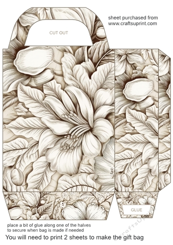 Sepia flower gift bag 9