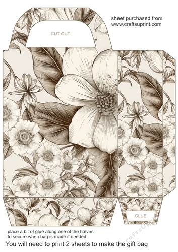Sepia flower gift bag 10