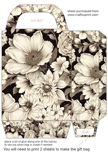 Sepia flower gift bag 11