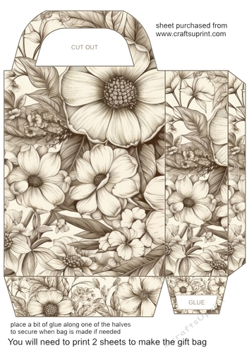 Sepia flower gift bag 12