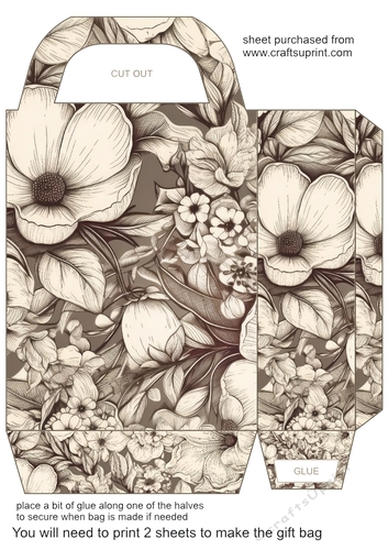 Sepia flower gift bag 13