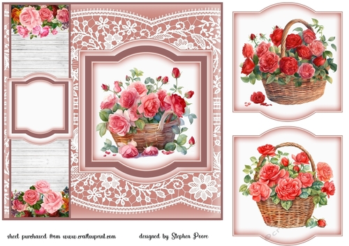 Red rose basket card front 1