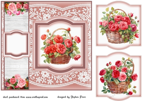 Red rose basket card front 2