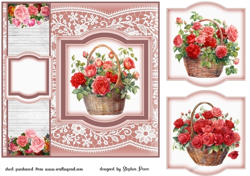 Red rose basket card front 3