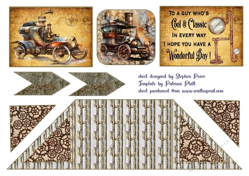 Birthday steampunk car criss cross card