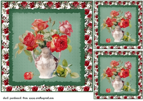 3 Red rose card fronts/toppers 1