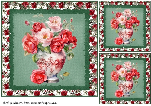 3 Red rose card fronts/toppers 2