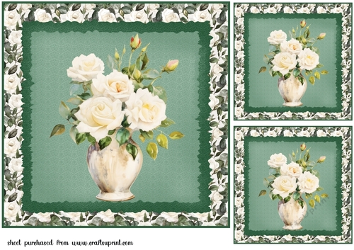 3 White rose card fronts/toppers 2