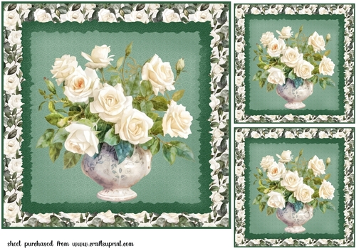3 White rose card fronts/toppers 3
