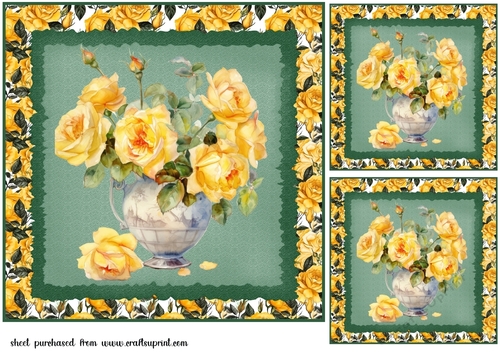 3 Yellow rose card fronts/toppers 1