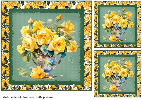 3 Yellow rose card fronts/toppers 2