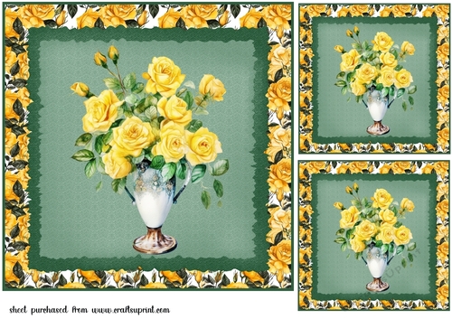3 Yellow rose card fronts/toppers 3