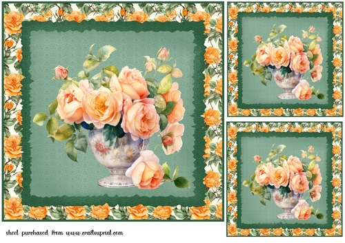 3 Orange rose card fronts/toppers 1