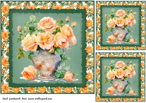 3 Orange rose card fronts/toppers 2