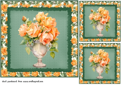 3 Orange rose card fronts/toppers 3