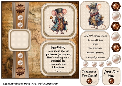 2 Panel Steampunk mouse card front 2