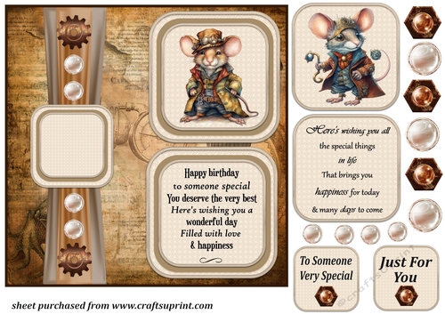 2 Panel Steampunk mouse card front 3
