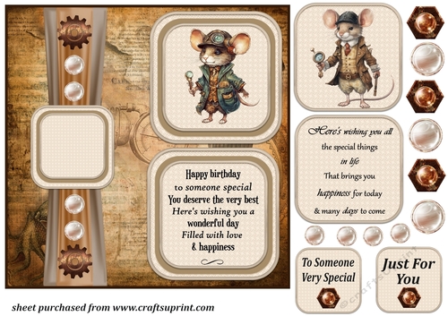 2 Panel Steampunk mouse card front 5