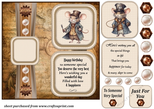 2 Panel Steampunk mouse card front 6