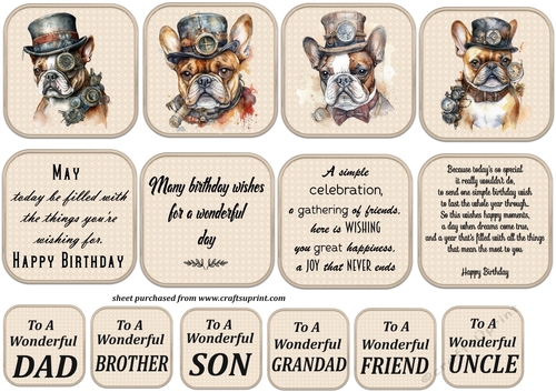 Steampunk bull dog and sentiment topper sheet (for use with Steampunk mouse 2 panel card)