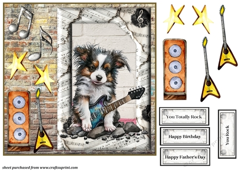 Rock and roll pup card front 1