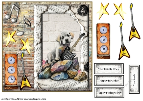 Rock and roll pup card front 2