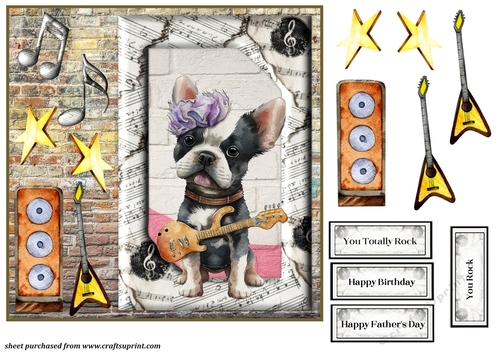 Rock and roll pup card front 5