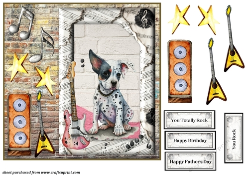 Rock and roll pup card front 6