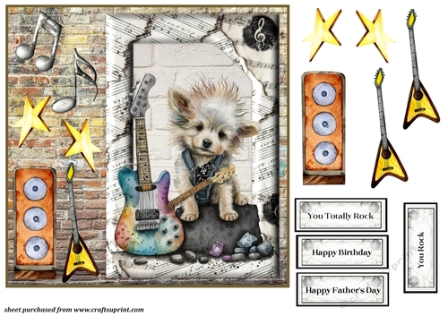 Rock and roll pup card front 7