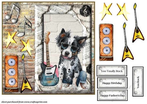 Rock and roll pup card front 8