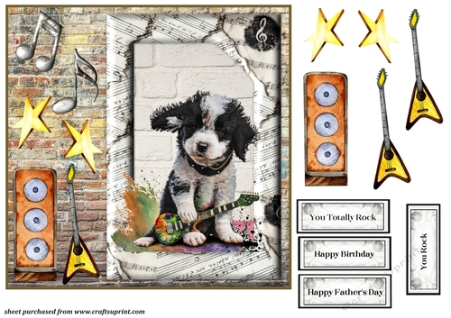 Rock and roll pup card front 9