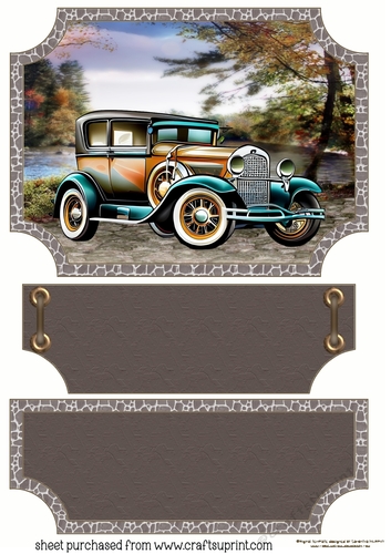 Vintage car easel topper and layered stopper 2