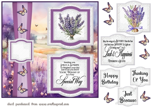 2 Panel lavender sprig card front
