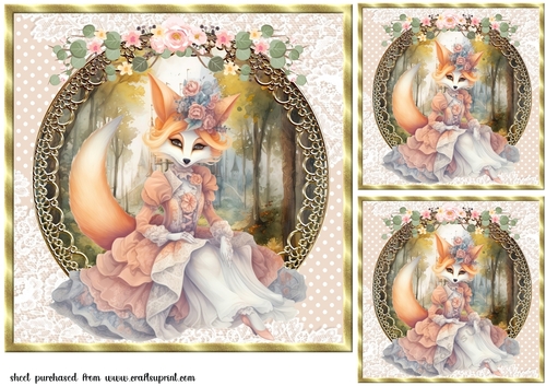 3 Princess fox card fronts/toppers 7