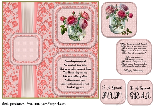 2 Panel rose vase card front 2