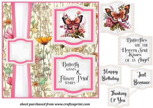 2 Panel pink butterfly card front 2
