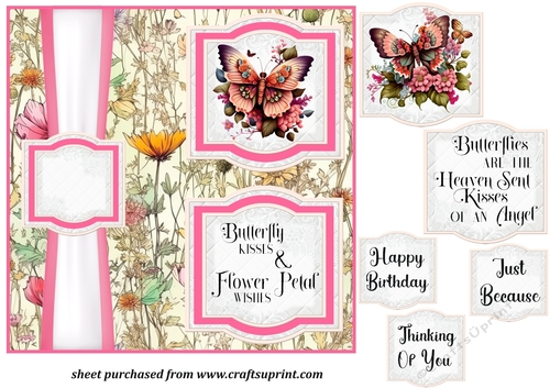 2 Panel pink butterfly card front 3