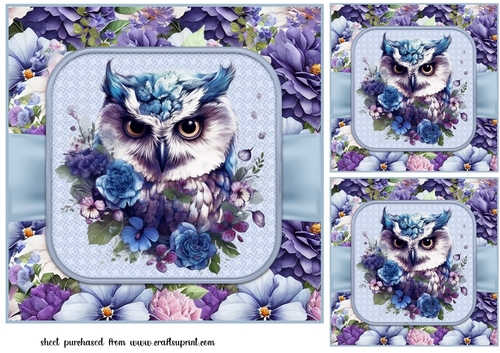3 Blue floral animal card fronts/toppers 4