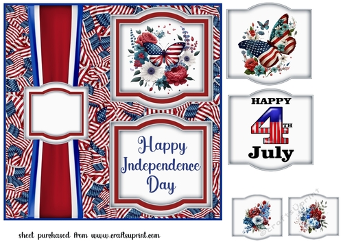 2 Panel Red white and blue butterfly card front 4
