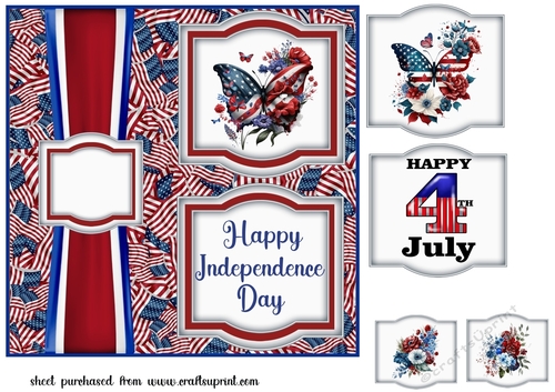 2 Panel Red white and blue butterfly card front 5
