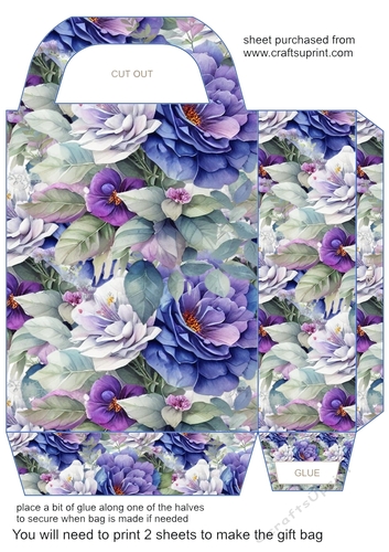 Blue and purple floral gift bag 1