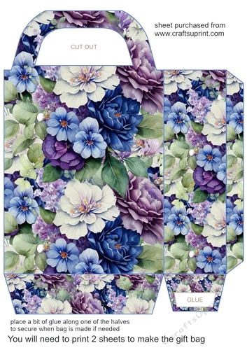 Blue and purple floral gift bag 3