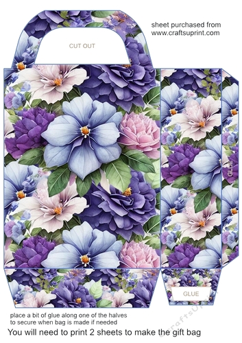Blue and purple floral gift bag 4