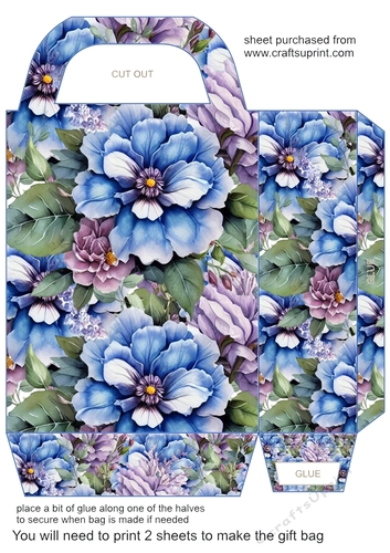 Blue and purple floral gift bag 8