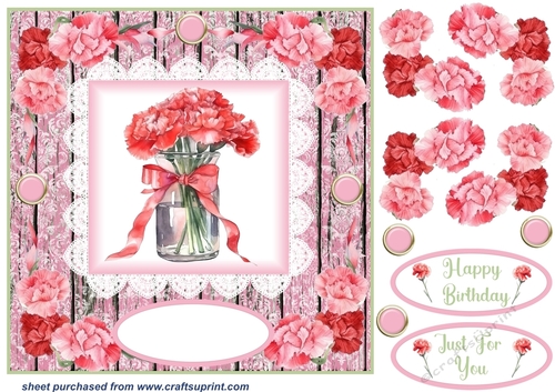 Pink carnations card front 8