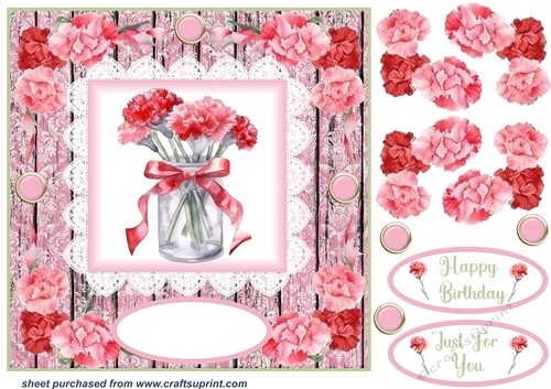 Pink carnations card front 10