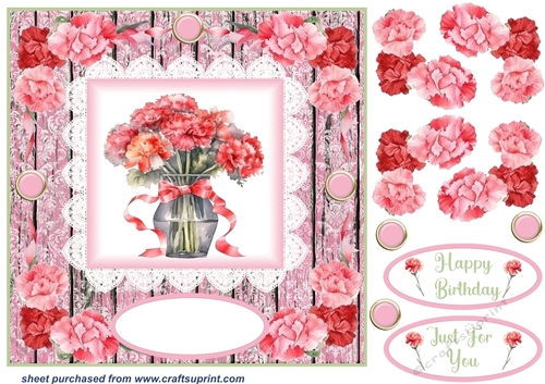 Pink carnations card front 11