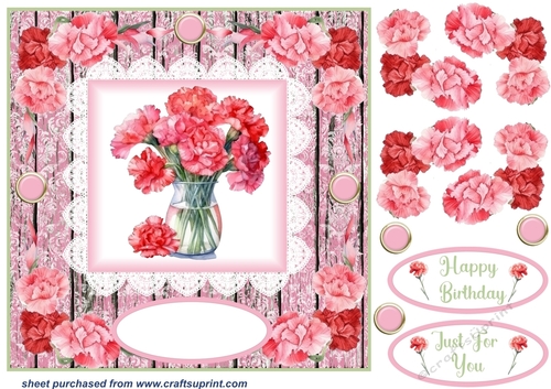 Pink carnations card front 12