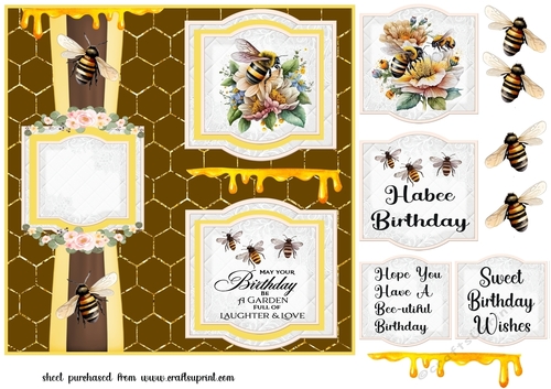 2 Panel bee birthday card front 1