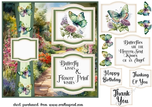 2 Panel green butterfly card front 2